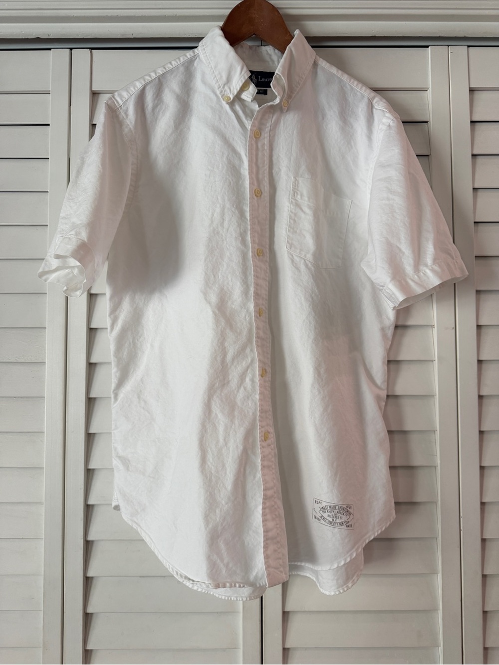 Polo Ralph Lauren White Cotton Short Sleeve Button Down Shirt Classic Fit Size M